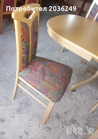 Комплект масивна разтегателна маса с 6 стола и много нива на разтягане- Автомат, снимка 3 - Маси - 52791051