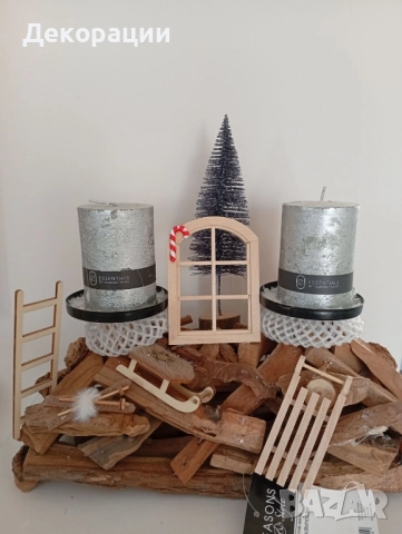 коледни дървени свещници , снимка 4 - Декорация за дома - 52415971
