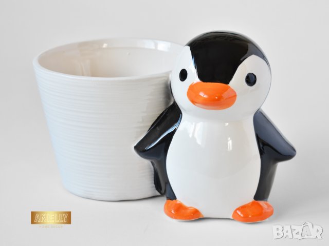 Керамична саксия с фигура на пингвин / Подарък за детска стая / Саксия с фигура на пингвин , снимка 7 - Декорация за дома - 40513327
