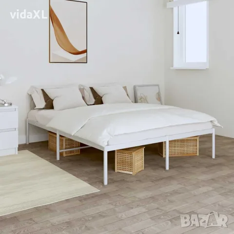 vidaXL Метална рамка за легло, бяла, 160x200 см, снимка 2 - Спални и легла - 56147281