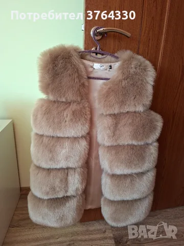 Бежов елек от естествен косъм, снимка 4 - Елеци - 56530971