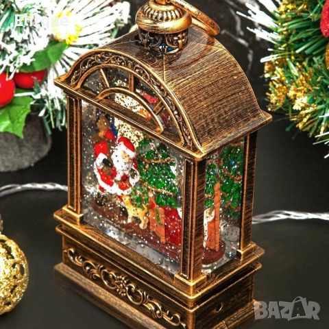 Коледен фенер с музика и снежен ефект – празнична лампа с LED светлина, снимка 2 - Декорация за дома - 52820141