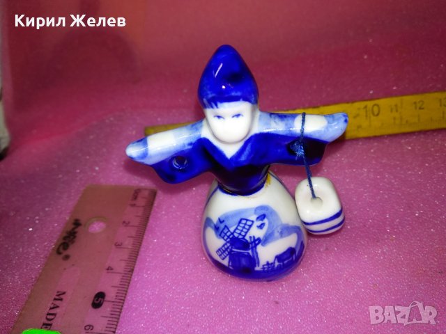 СТАРА ХОЛАНДСКА ПОРЦЕЛАНОВА РИСУВАНА ТРАДИЦИОННА ФИГУРКА АРТ СУВЕНИР НИДЕРЛАНДИЯ 42908, снимка 8 - Статуетки - 44184586
