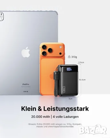 INIU Power Bank 20000 mAh 22,5 W USB-C черна, снимка 2 - Външни батерии - 55749838