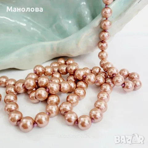 Колие от кристални розово злато перли SWAROVSKI., снимка 2 - Колиета, медальони, синджири - 50116476