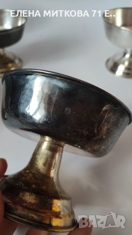 Сервиз от 6 бр.посребрени купи на столче за сладолед, снимка 9 - Други ценни предмети - 54188835