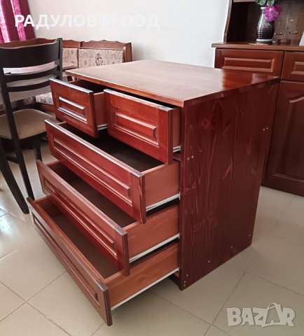 Скрин масив чам 3+2 чекмеджета в байц и лак, снимка 2 - Скринове - 44290080