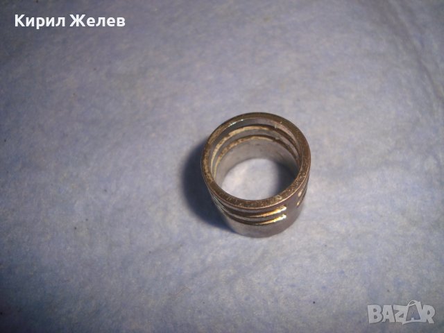 СТАР МЕСИНГОВ с ПОСРЕБРЯВАНЕ АРТ МОДЕЛ ИНТЕРЕСЕН ЦИЛИНДРИЧЕН АЖУРЕН ПРЪСТЕН 12781, снимка 5 - Пръстени - 37420226
