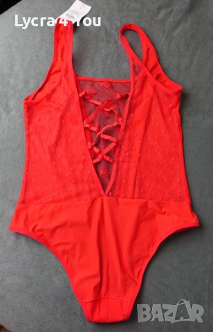 M/L ново с етикет дамско червено боди с ликра и тюл, снимка 11 - Бельо - 40841449