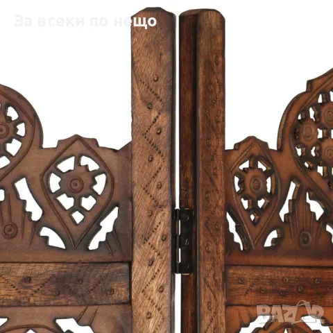 Ръчно Резбован Параван 5 Панела Кафяв 200x165 См Манго Масив Код P497, снимка 2 - Паравани - 50263247