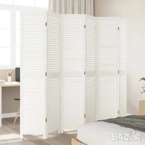 vidaXL Разделител за стая, 6 панела, ретро бял, дърво пауловния масив, снимка 3 - Паравани - 56147340