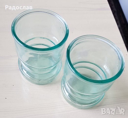 2 чаши  200 мл сини масивно стъкло запазени, снимка 2 - Чаши - 36618454