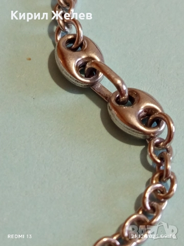 Красива сребърна гривна с плетка тип Gucci Chain ювелирна изработка нежна 35512, снимка 2 - Гривни - 52863430