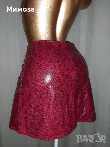 MORGAN M Червена кожена къса пола , снимка 2 - Поли - 38179432