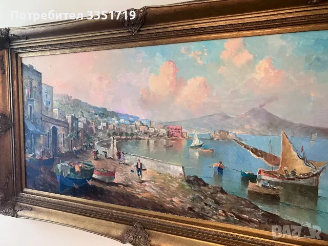 Голяма 145см/85см маслена картина Неапол и Везувий