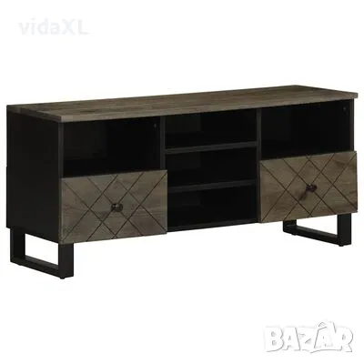 vidaXL ТВ шкаф, черен, 100x33x46 см, мангово дърво масив（SKU:4017702）, снимка 1 - Шкафове - 49129519