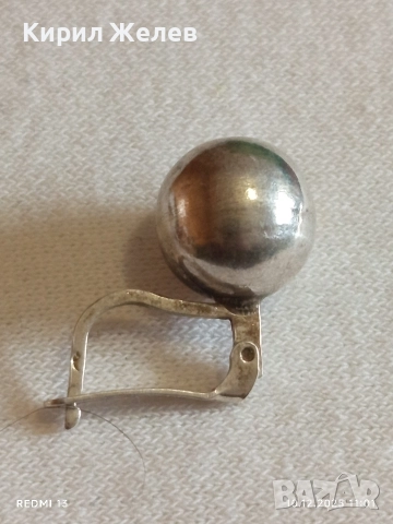 Стара сребърна Английска обеца ръчна изработка 26501, снимка 6 - Обеци - 52718895
