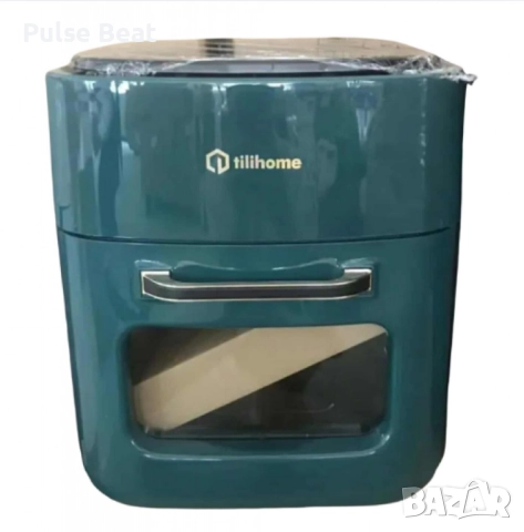 Електрически фритюрник с горещ въздух,обем 15 л., таймер + touch-screen. Черен и зелен, снимка 2 - Фритюрници - 52429511