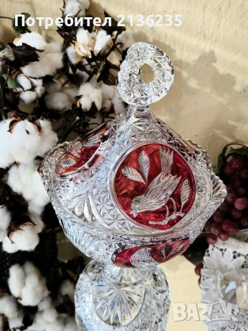 Фруктиера и бонбониери кристал Hofbauer, снимка 11 - Сервизи - 52019200