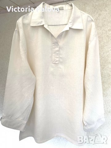 Свободна риза/блуза от груб лен унисекс, снимка 5 - Туники - 39905906