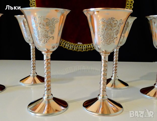 Немски медни чаши с картина Дама бере грозде. , снимка 10 - Антикварни и старинни предмети - 38585773