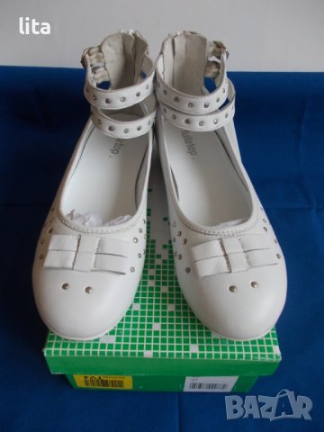 Балетки кожени бели № 37, снимка 1 - Детски обувки - 40610901