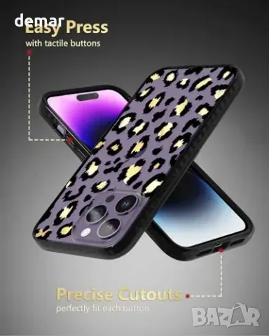 Прозрачен калъф SCORPIFY за iPhone 15 Pro Max със златист леопардов принт, снимка 8 - Калъфи, кейсове - 56228553