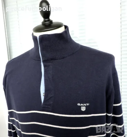 Gant - мъжки оригинален раиран пуловер размер  L, снимка 3 - Пуловери - 48482387