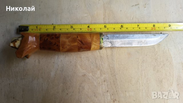Уникален нож финка дръжка от зъб, снимка 3 - Ножове - 42144012
