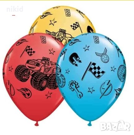 Blaze Monster Machines Пламъчко Рали флагчета Обикновен надуваем латекс латексов балон парти хелий