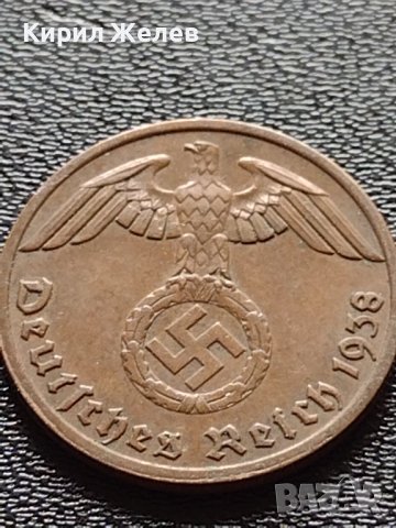 Две монети 1 райхспфенинг 1938г. Трети райх с СХВАСТИКА редки за КОЛЕКЦИЯ 37767, снимка 7 - Нумизматика и бонистика - 40637991