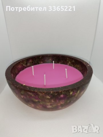 Свещ Купа Лавандула, снимка 2 - Ръчно изработени сувенири - 37941631