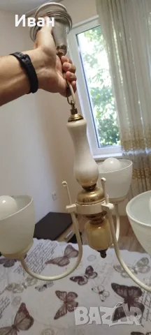 Ретро Абажур с три крушки, снимка 3 - Лампи за таван - 55979409