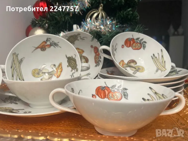 6 Купички с 6 подложни порцелан, снимка 1