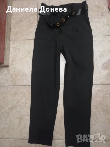 Стилен черен панталон с висока талия , снимка 1 - Панталони - 40099407
