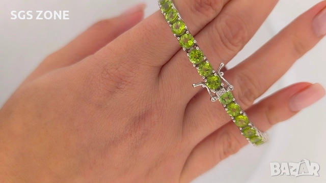 СРЕБЪРНА ГРИВНА 925 С НАТУРАЛЕН ПЕРИДОТ, снимка 11 - Гривни - 52709167