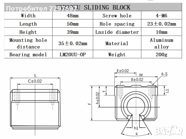 2 бр. Линейна направляваща релса  SBR20 + 4 бр. SBR20UU блокове, снимка 8 - Други инструменти - 53008194