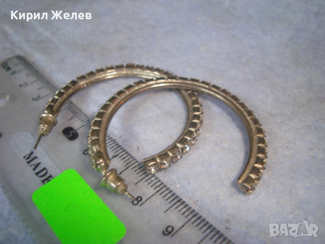 ПОСРЕБРЕНИ СТАРИ КРИСТАЛНИ РЕТРО - АРТ ОБЕЦИ ТИП ПОЛУМЕСЕЦ 12577, снимка 4 - Обеци - 36524975