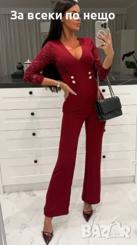 Дамски Стилен Гащеризон С Дантелени Ръкави - 2 Налични Цвята Код D2340, снимка 3 - Гащеризони - 49876663