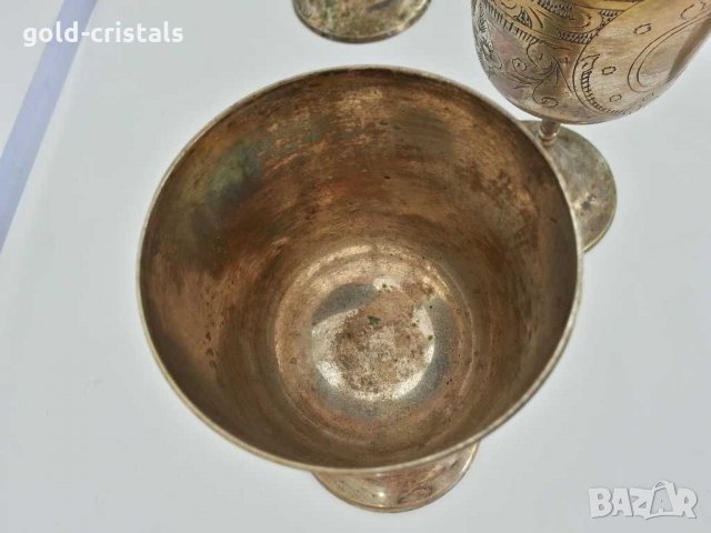 Посребрени чаши за вино месинг бронз, снимка 9 - Антикварни и старинни предмети - 29850622