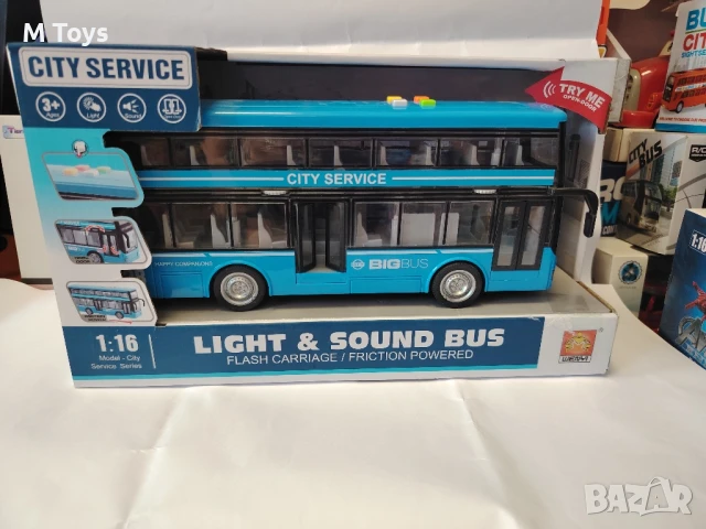 Двуетажен градски автобус с музика и светлини – 1:16 City Service ✨🚌, снимка 3 - Коли, камиони, мотори, писти - 50951971
