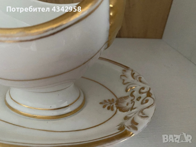 Винтажен порцеланов сосиер с декоративна зооморфна дръжка.1940-1960г., снимка 3 - Антикварни и старинни предмети - 53921928