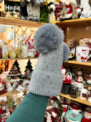 Шапка с два пуха естествен косъм , снимка 15 - Шапки - 35242870