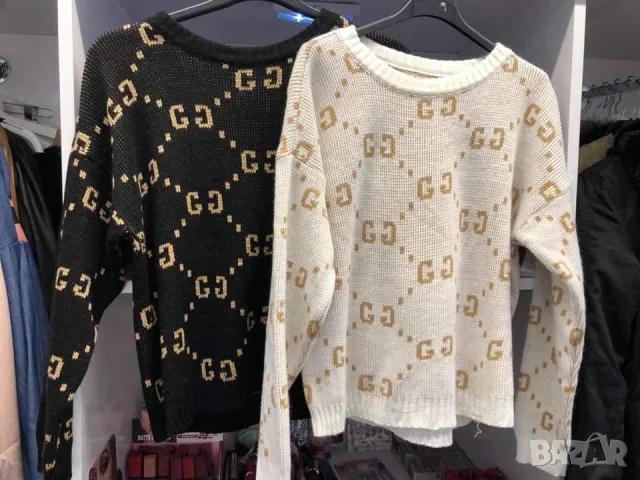 Пуловер със златиста бродерия в черен цвят  - ( С, М и Л ) , снимка 4 - Блузи с дълъг ръкав и пуловери - 30404963