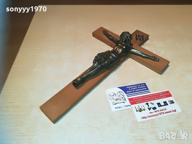 кръст с христос-масивен мед/месинг-33х21см-внос франция, снимка 12 - Антикварни и старинни предмети - 29603040