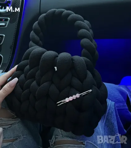 Дамски плетени чанти - розов, черен, сив