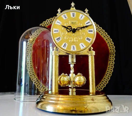 Настолен часовник,стъклен купол,барок,позлата. , снимка 11 - Антикварни и старинни предмети - 51409763