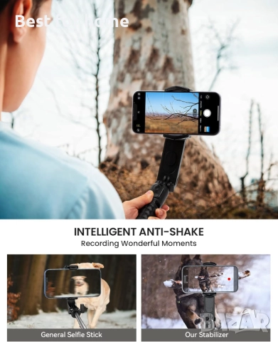 ESSAGER Gimbal трипод с подвижна запълваща светлина за iPhone ,Android, снимка 6 - Чанти, стативи, аксесоари - 52430894