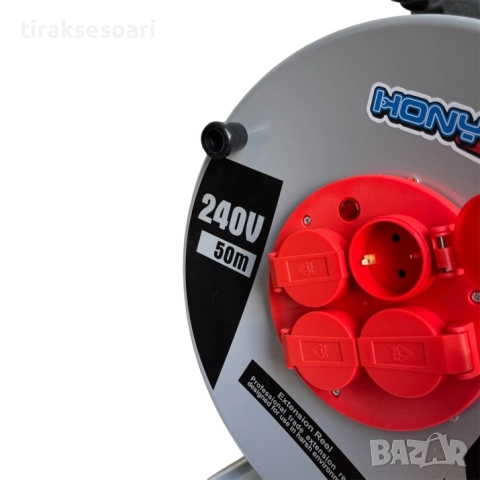 Удължител макара 50 метра 2x2.5mm² с 4 контакта T646, снимка 3 - Други инструменти - 52529685