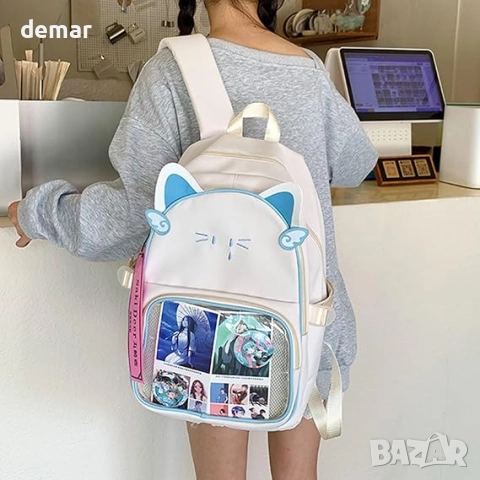 Раница Kawaii Cat Ita, сладка естетична раница Y2K, снимка 3 - Раници - 52535922